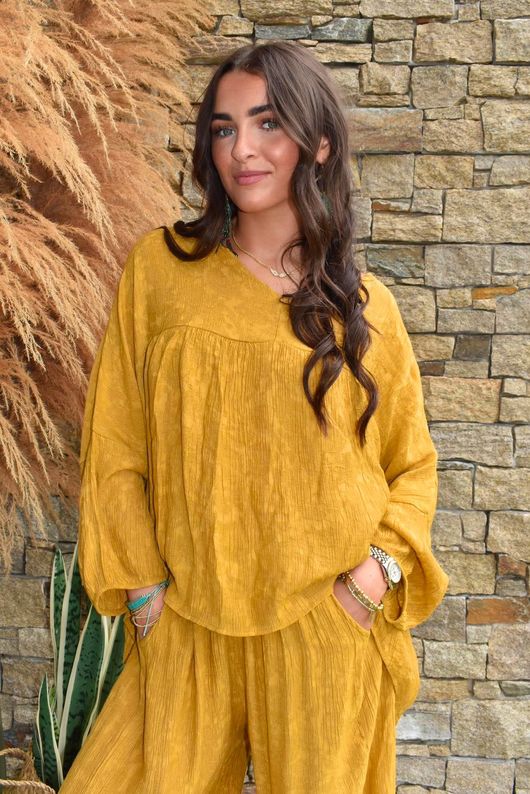 Kiti Paisley Damask Artist Smock Tumeric